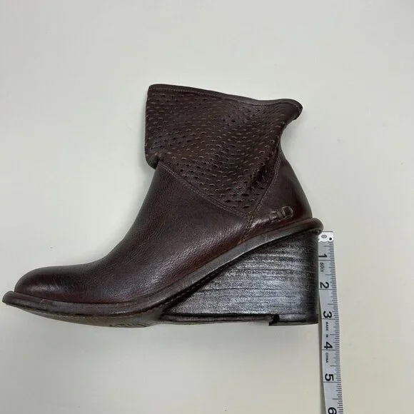 Bed Stu Boots Womens Size 8 Brown Dutchess Teal Cut Out Wedge Booties Ladies - Picture 11 of 14